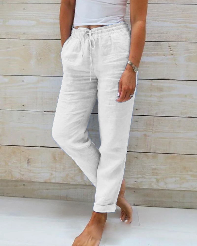 Allison - Luxe Cotton-Linen Tailored Trousers
