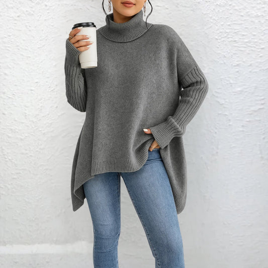 Pull à col roulé décontracté coupe ample pour femme