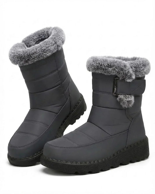 Bottes d’hiver pour femme à boucle et bordure en fausse fourrure
