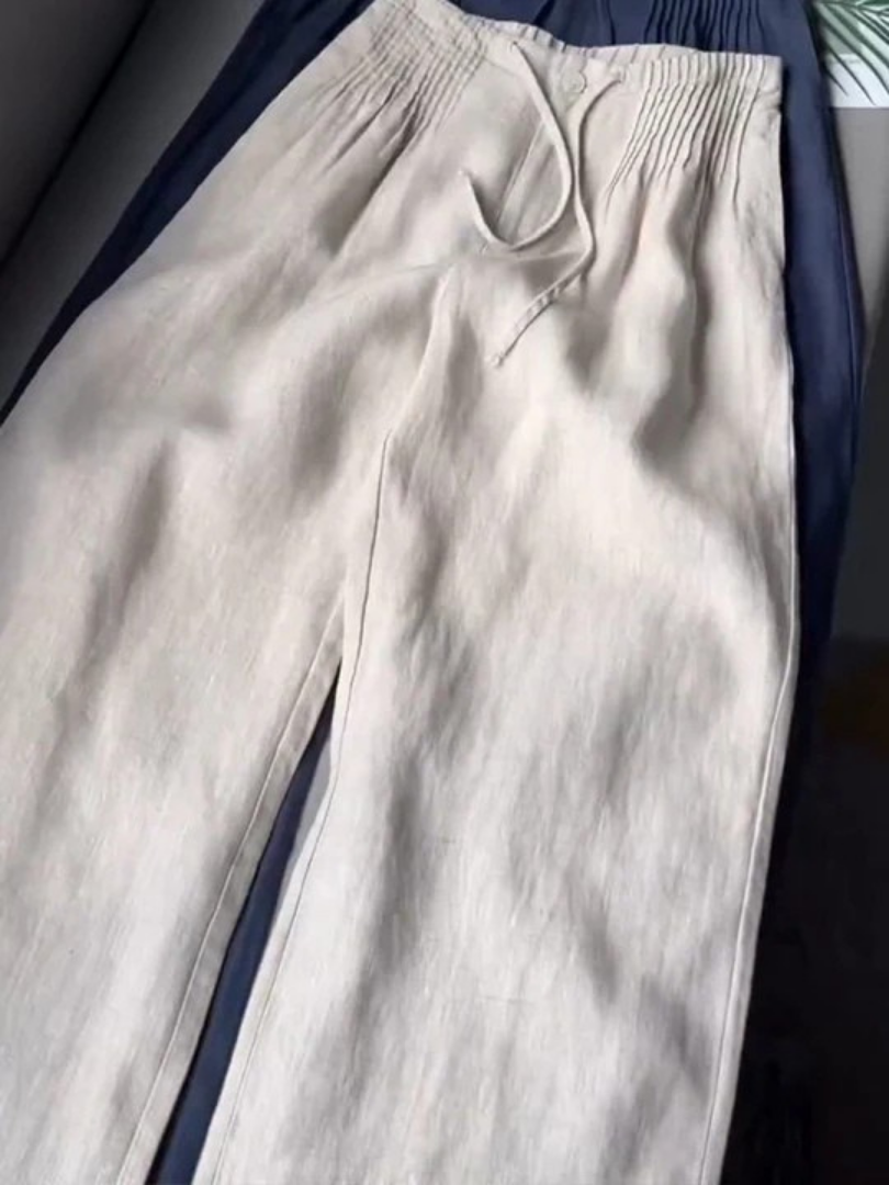 Camille | Pantalon large en mélange coton et lin