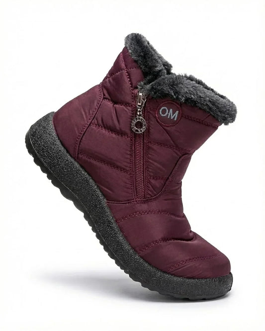 Bottines zippées matelassées doublées en polaire pour femme