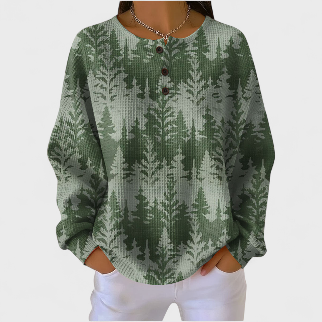 Pull classique pour femme avec imprimé sapin de Noël