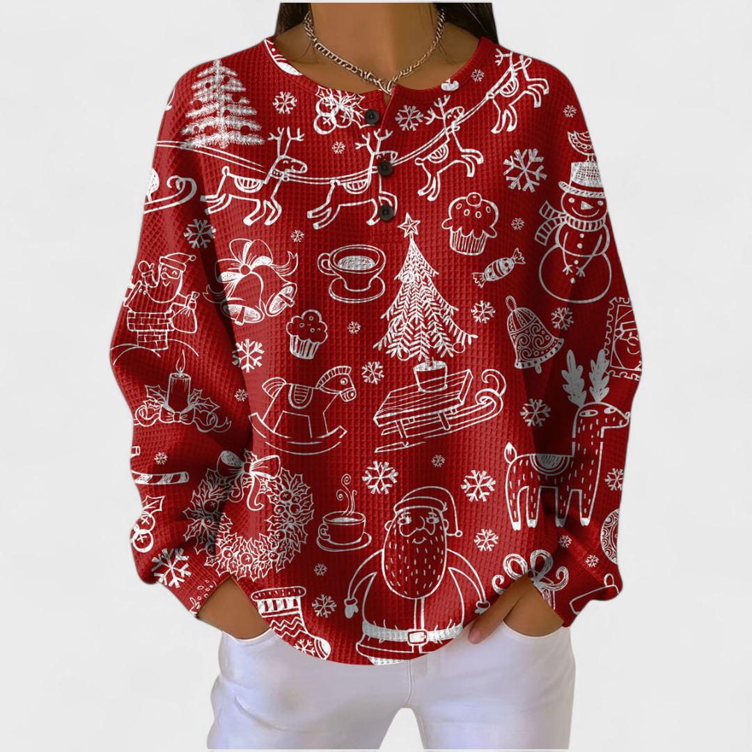 Pull de Noël imprimé pour femme
