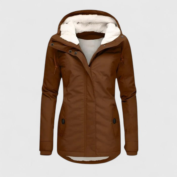 Parka à capuche chaude et isolante pour femme