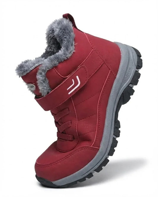 Bottes de neige à lacets jusqu’à la cheville pour femme, doublées en peluche