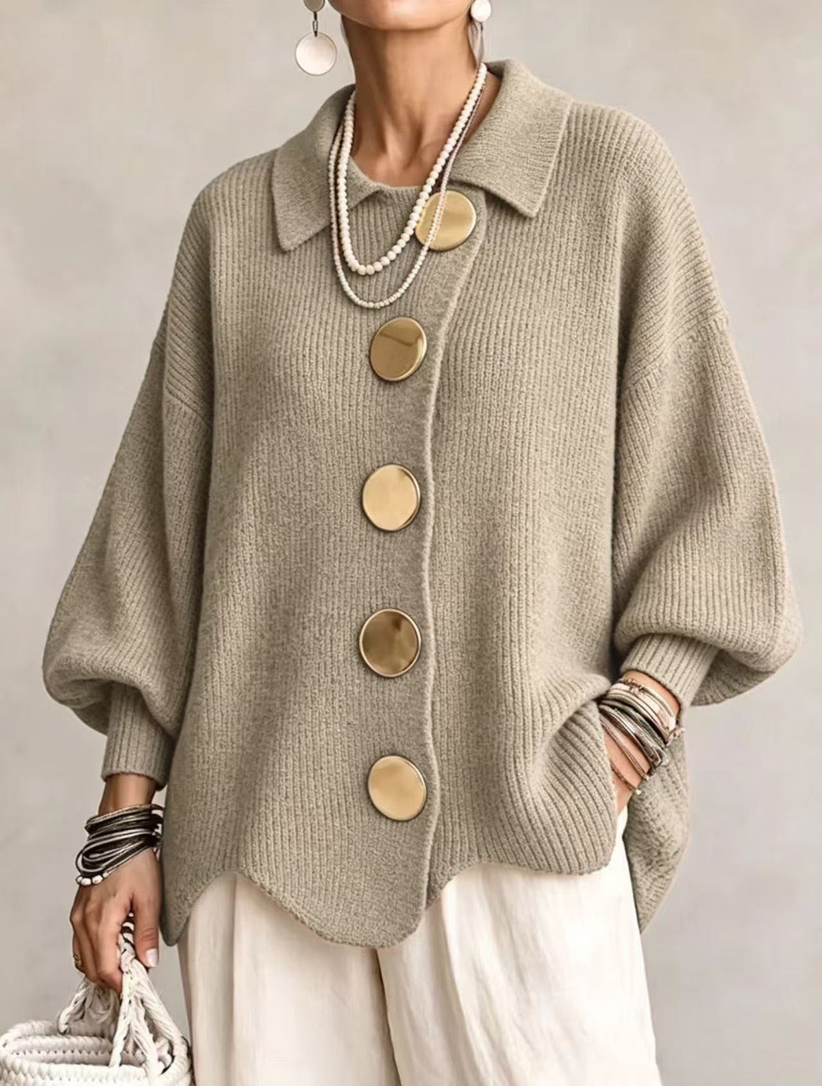 Cardigan oversize à col pour femme