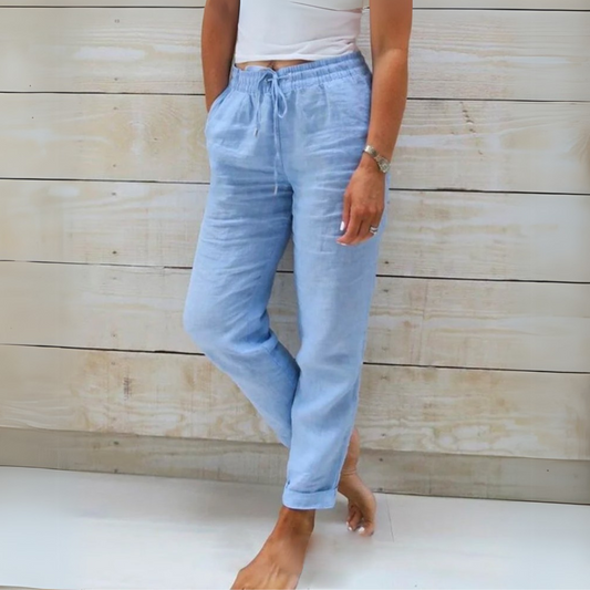 Allison - Pantalon tailleur luxueux en coton et lin