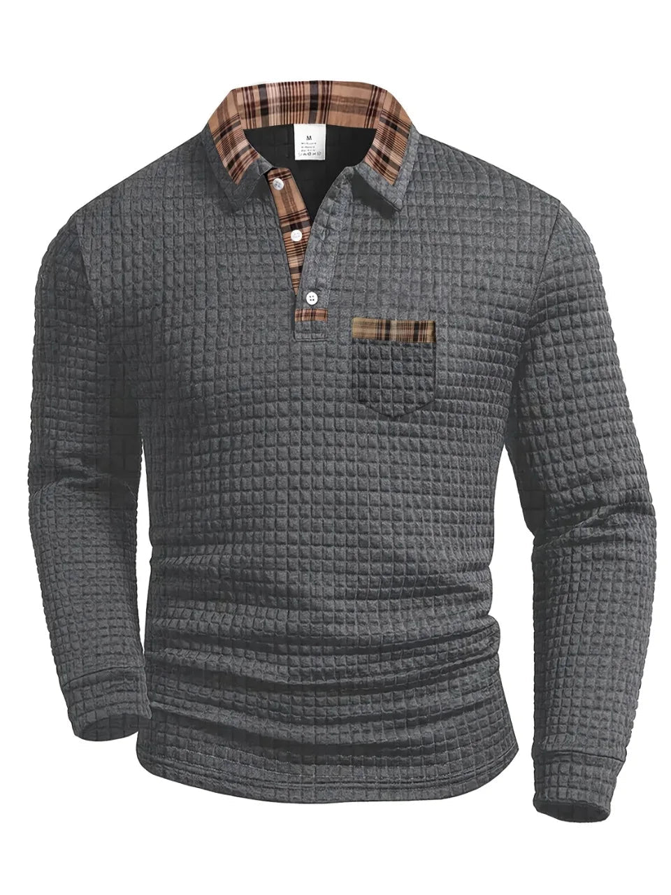 Pull-over homme à col boutonné texturé