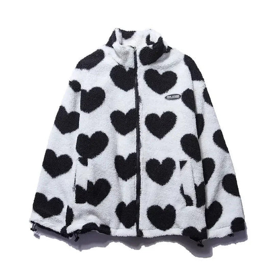 Veste à capuche réversible à imprimé cœur pour femme