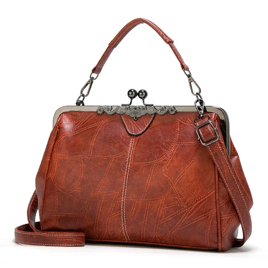 Sac à main marron pour femme à rabat avec fermeture magnétique