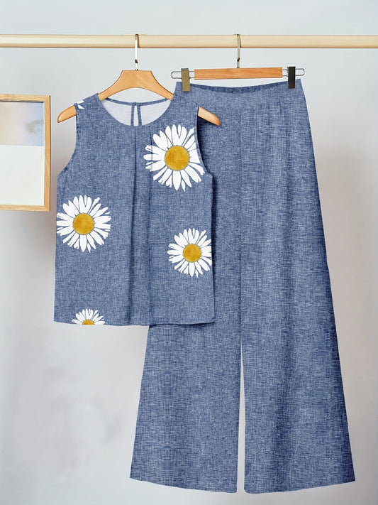 Kaitlyn | Ensemble deux pièces à fleurs marguerite