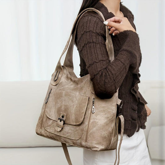 Sac à bandoulière beige pour femme avec bandoulière amovible
