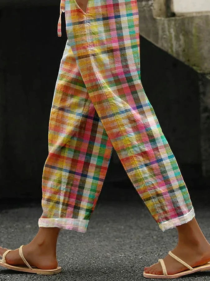 ZENARIA – PANTALON À CARREAUX CONFORTABLE