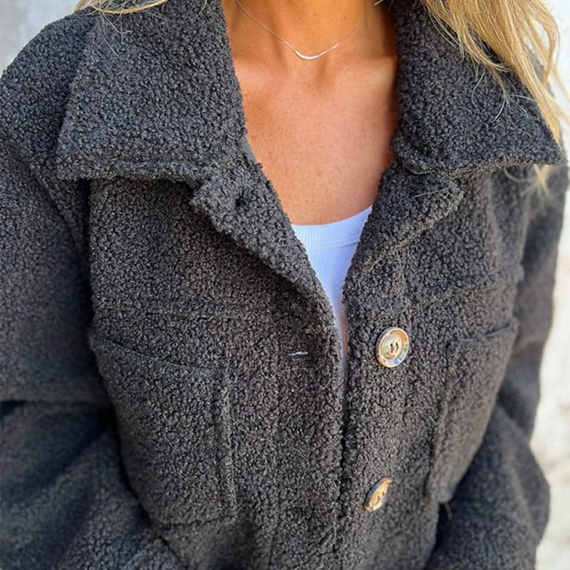 Manteau boutonné à revers crantés et coupe décontractée pour femme