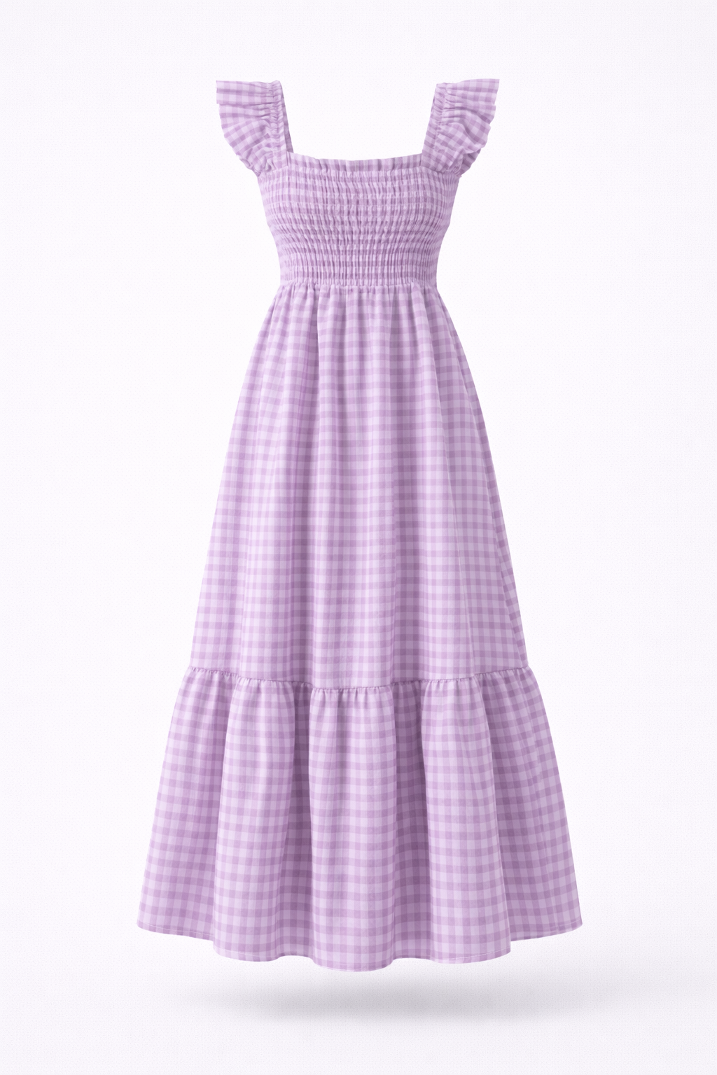 Lily | Robe longue smockée à carreaux Vichy