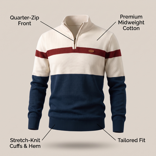 Pull-over col montant zippé pour homme