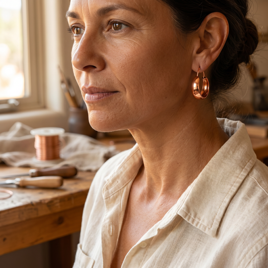 Boucles d’oreilles en cuivre noueux