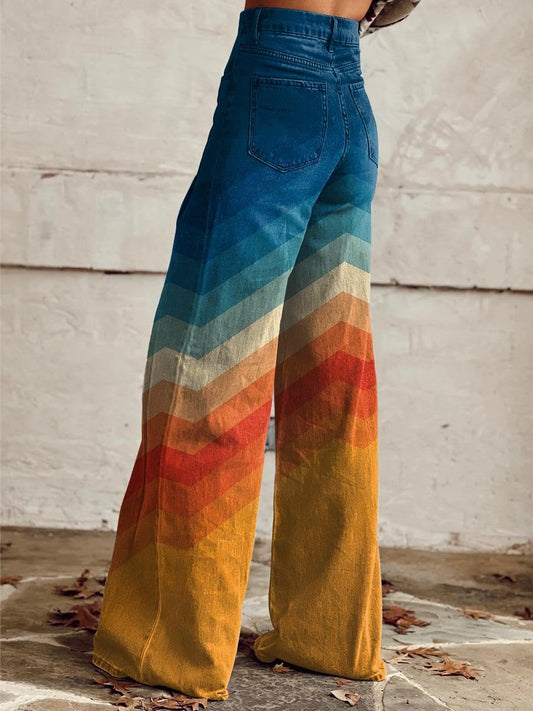 Léa - Pantalon zigzag rétro élégant