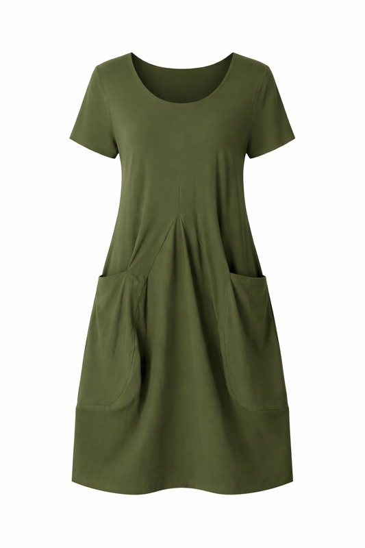 Olivia | Robe décontractée à col en V avec poches