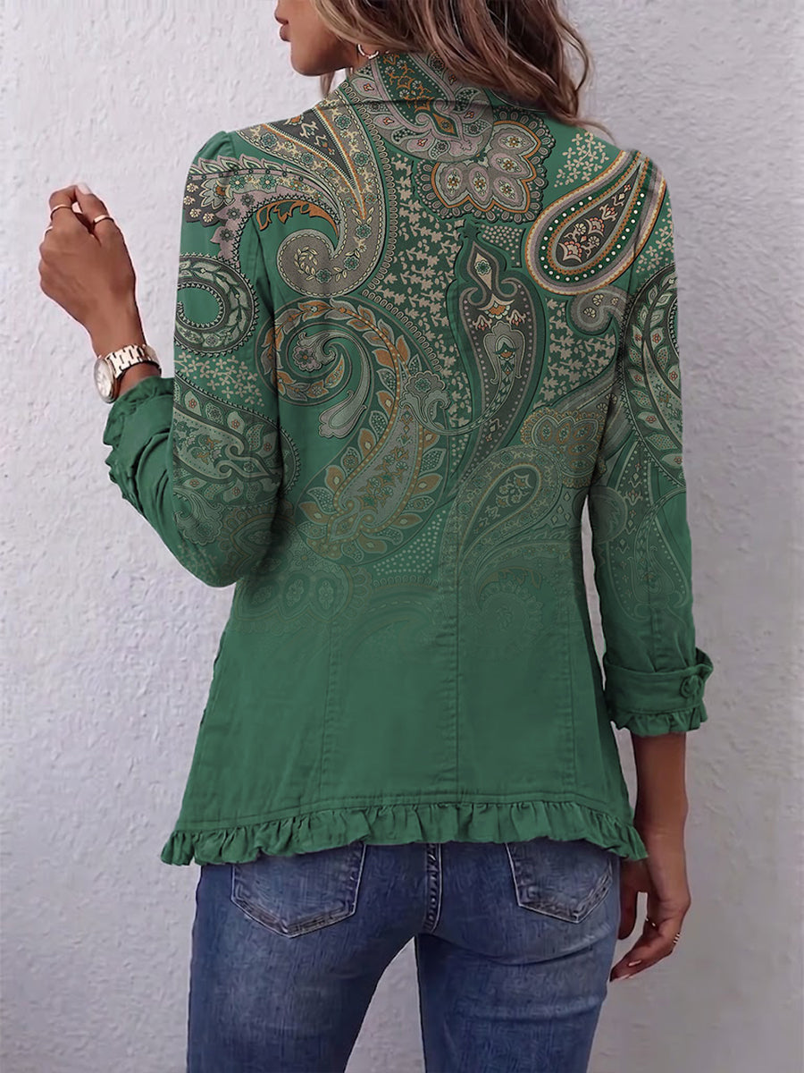 Jemara™ | Veste à volants d’inspiration bohème avec imprimé cachemire
