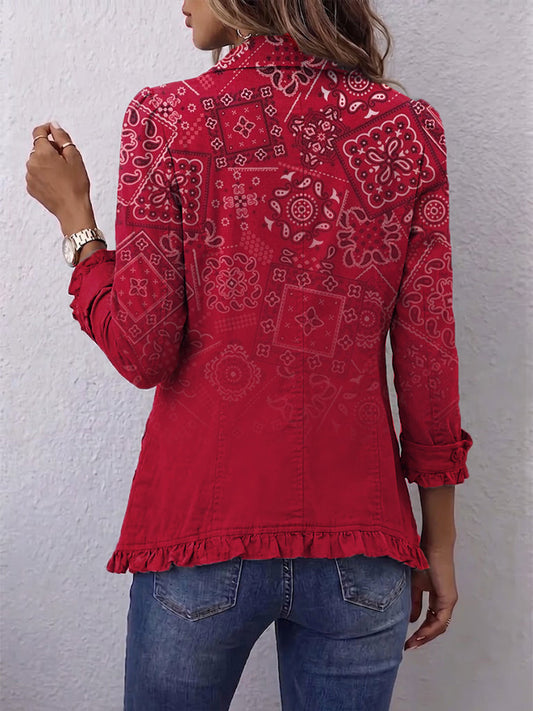 Criselle™ | Veste à volants bohème à motif cachemire ombré