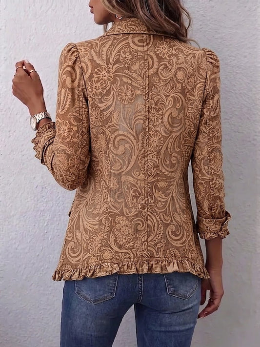 Vyclara™ | Veste à volants rétro bohème à motif floral
