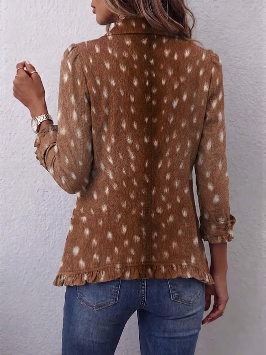 Nolinda™ | Veste bohème à volants avec imprimé animalier