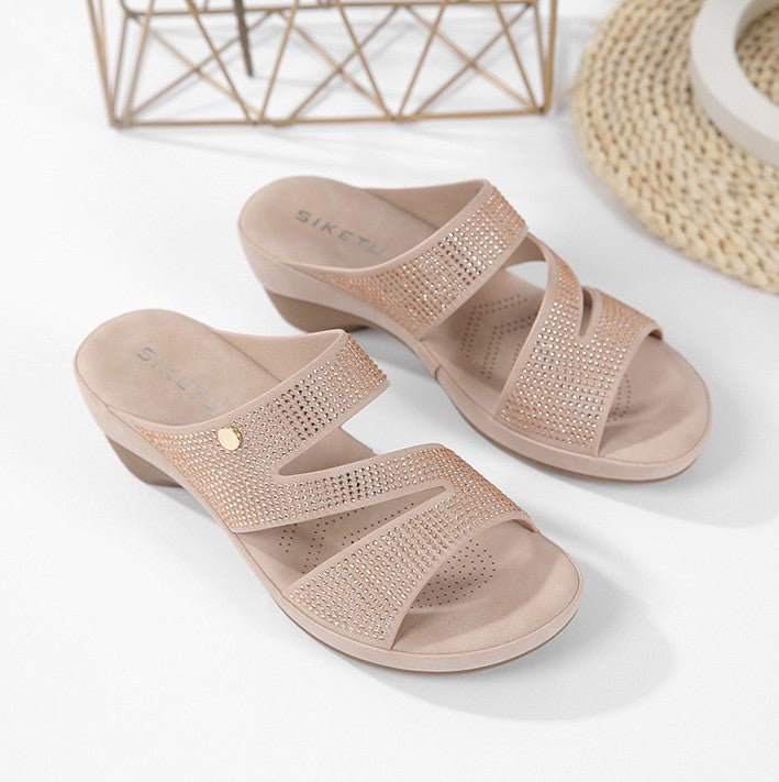 Siketu | Sandales claquettes confort à strass