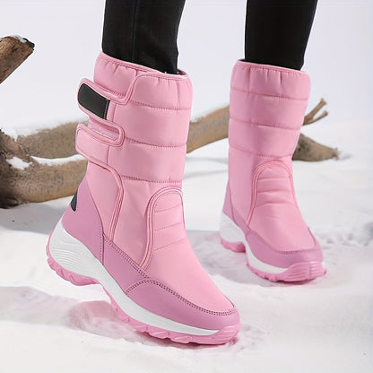 Bottes de neige mi-mollet matelassées à fermeture auto-agrippante pour femme