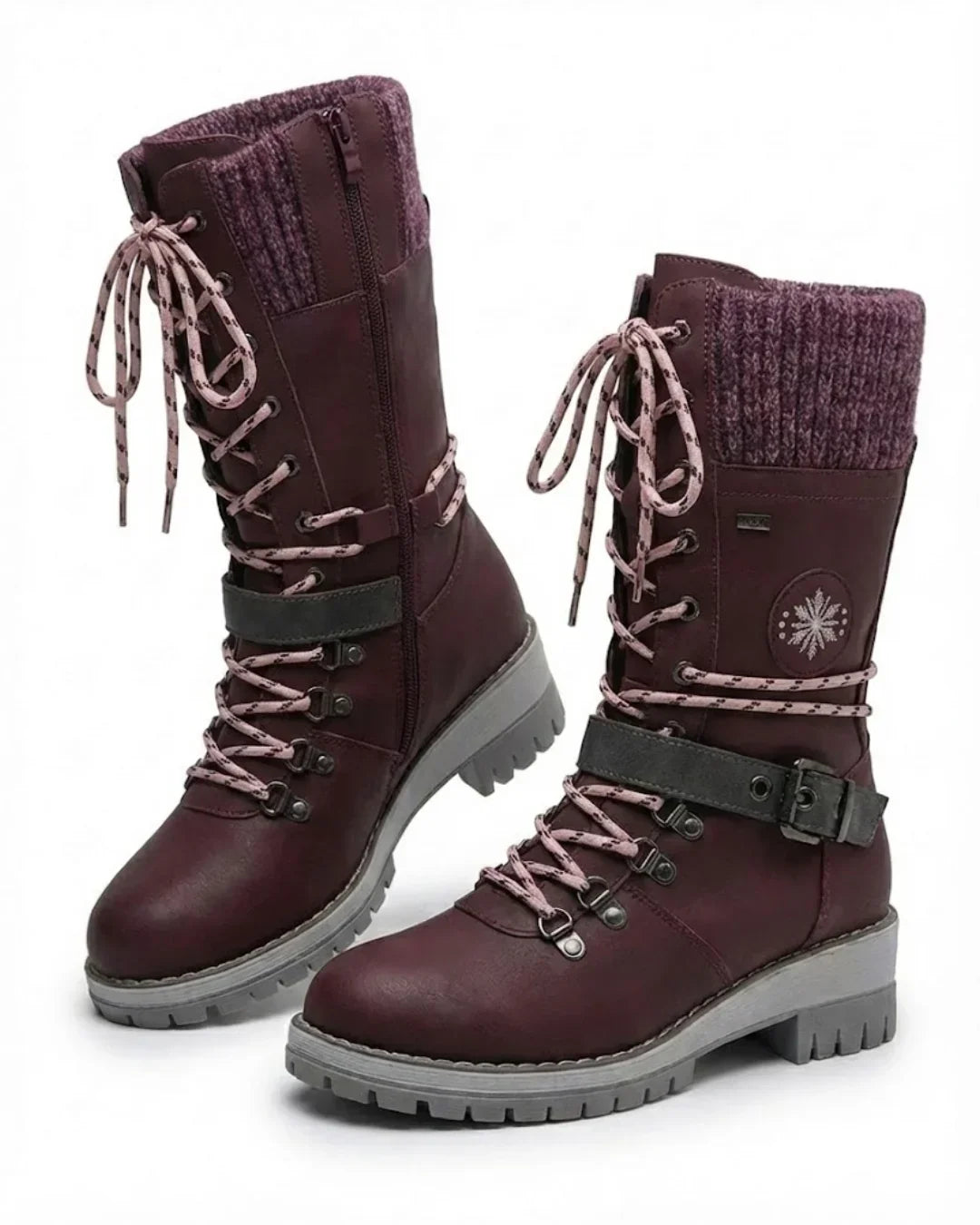 Women’s Lace Up Buckle Strap Hiking Boots