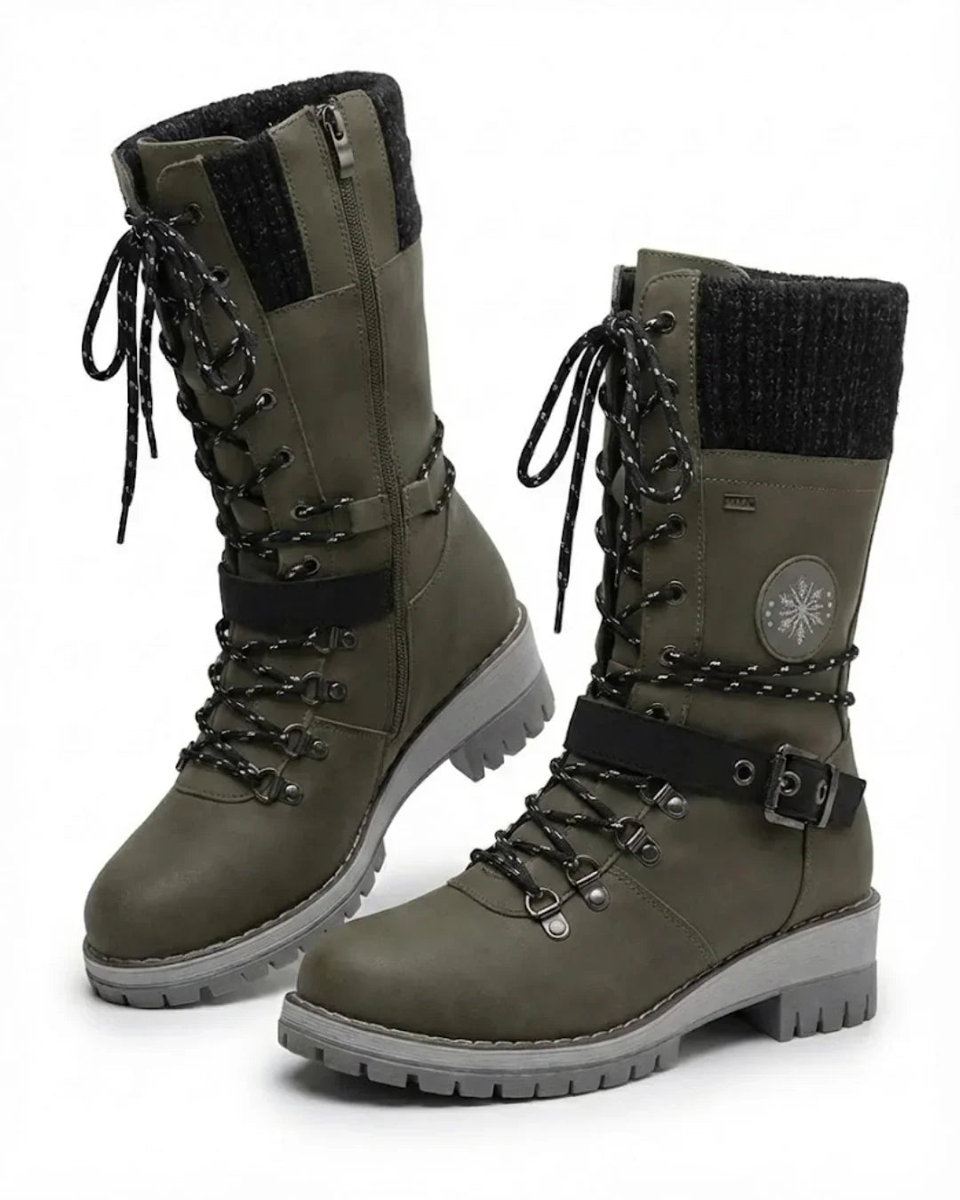 Women’s Lace Up Buckle Strap Hiking Boots