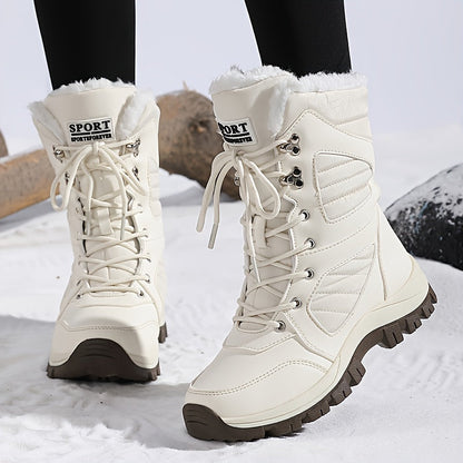 Women’s Plush-Lined Lug-Sole Lace-Up Snow Boots