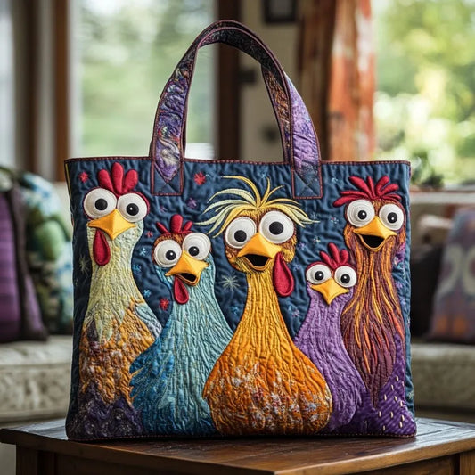 Sac artisanal - Cinq poules colorées