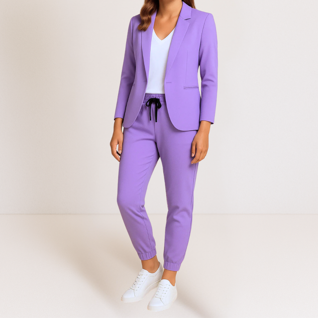 Ensemble tailleur deux pièces blazer et pantalon pour femme