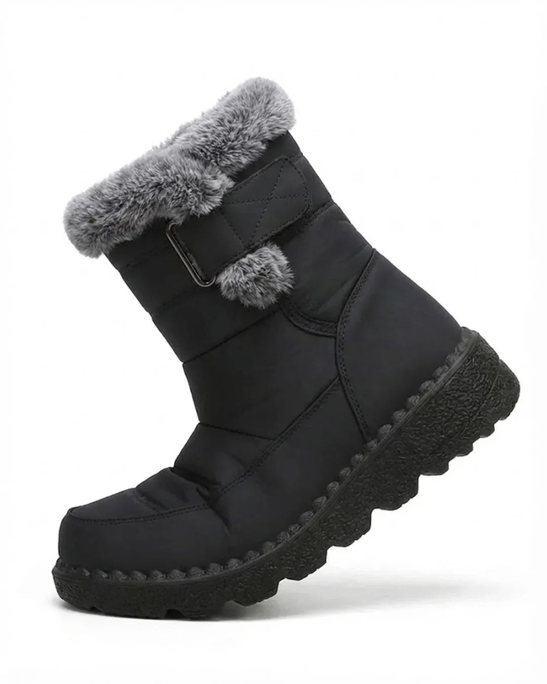 Bottes d’hiver pour femme à boucle et bordure en fausse fourrure