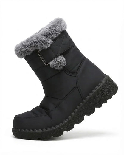 Bottes d’hiver pour femme à boucle et bordure en fausse fourrure