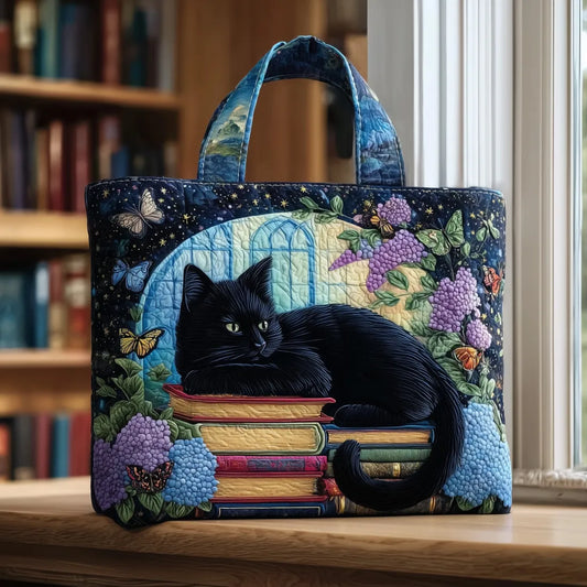 Sac Artisan - Chat noir sur des livres