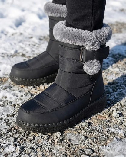 Bottes d’hiver pour femme à boucle et bordure en fausse fourrure