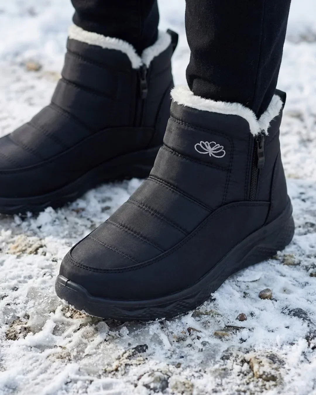 Bottines d’hiver matelassées à zip latéral pour femme