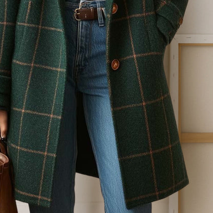 Manteau long à carreaux pour femme