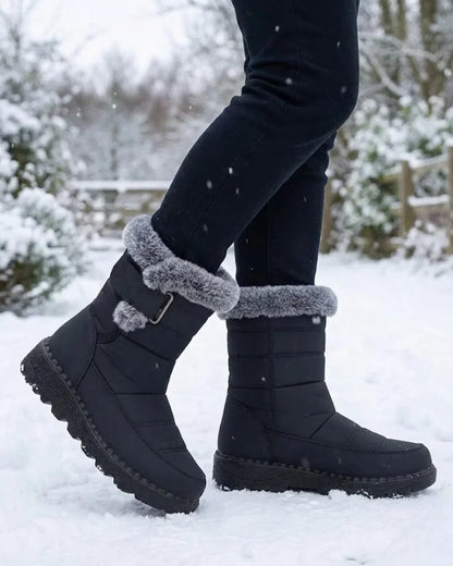 Bottes d’hiver pour femme à boucle et bordure en fausse fourrure