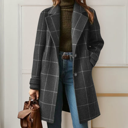 Manteau long à carreaux pour femme