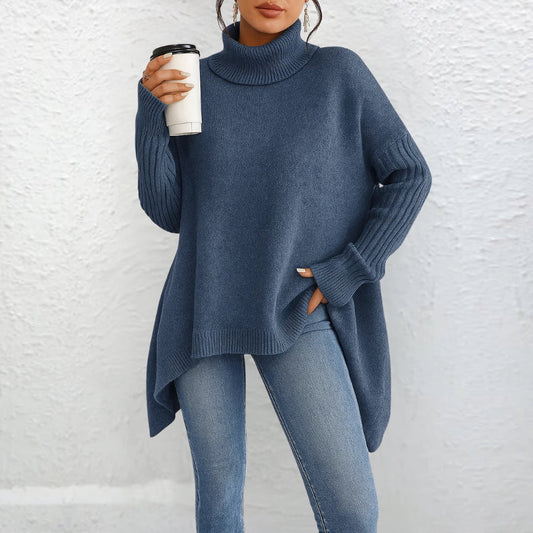 Pull à col roulé décontracté coupe ample pour femme