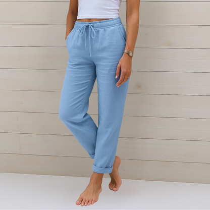 Maylora | Drawstring Relaxed Linen Trousers