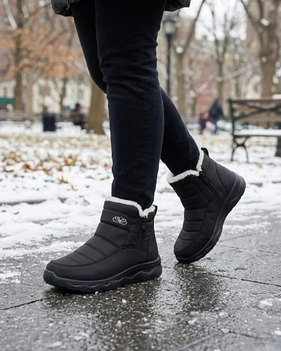 Bottines d’hiver matelassées à zip latéral pour femme
