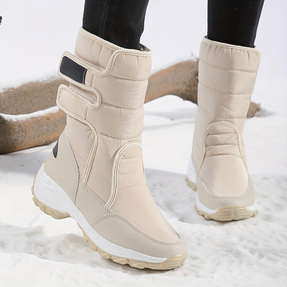 Bottes de neige mi-mollet matelassées à fermeture auto-agrippante pour femme