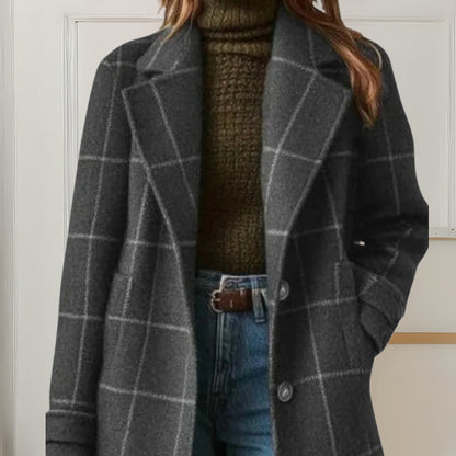 Manteau long à carreaux pour femme
