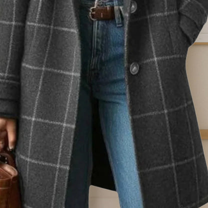 Manteau long à carreaux pour femme