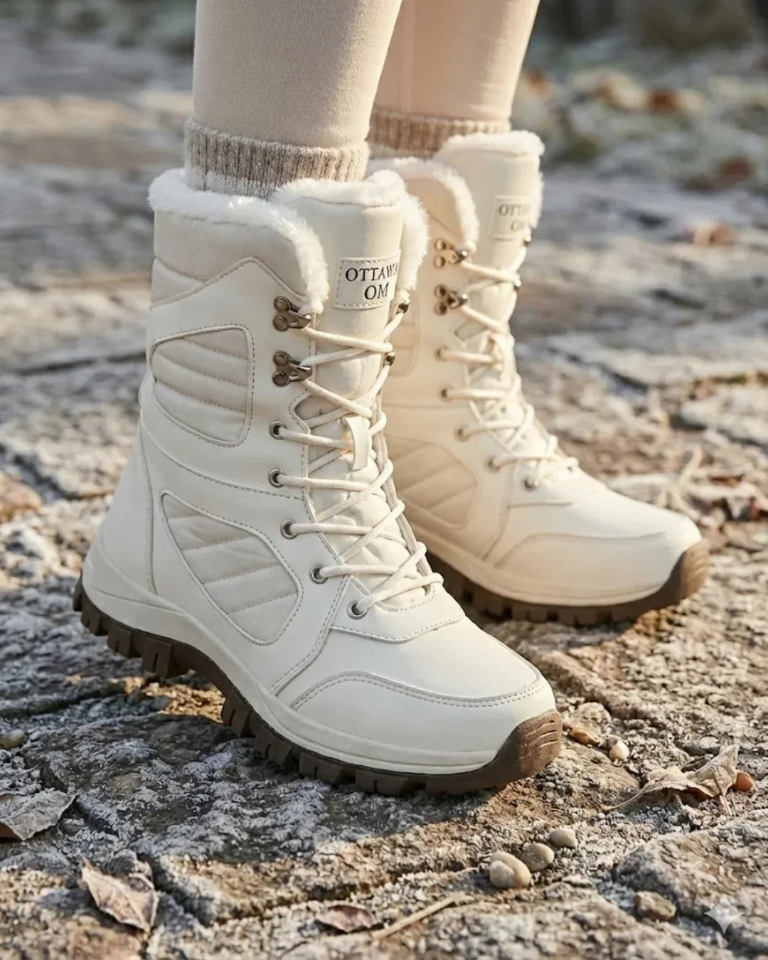 Women’s Plush-Lined Lug-Sole Lace-Up Snow Boots