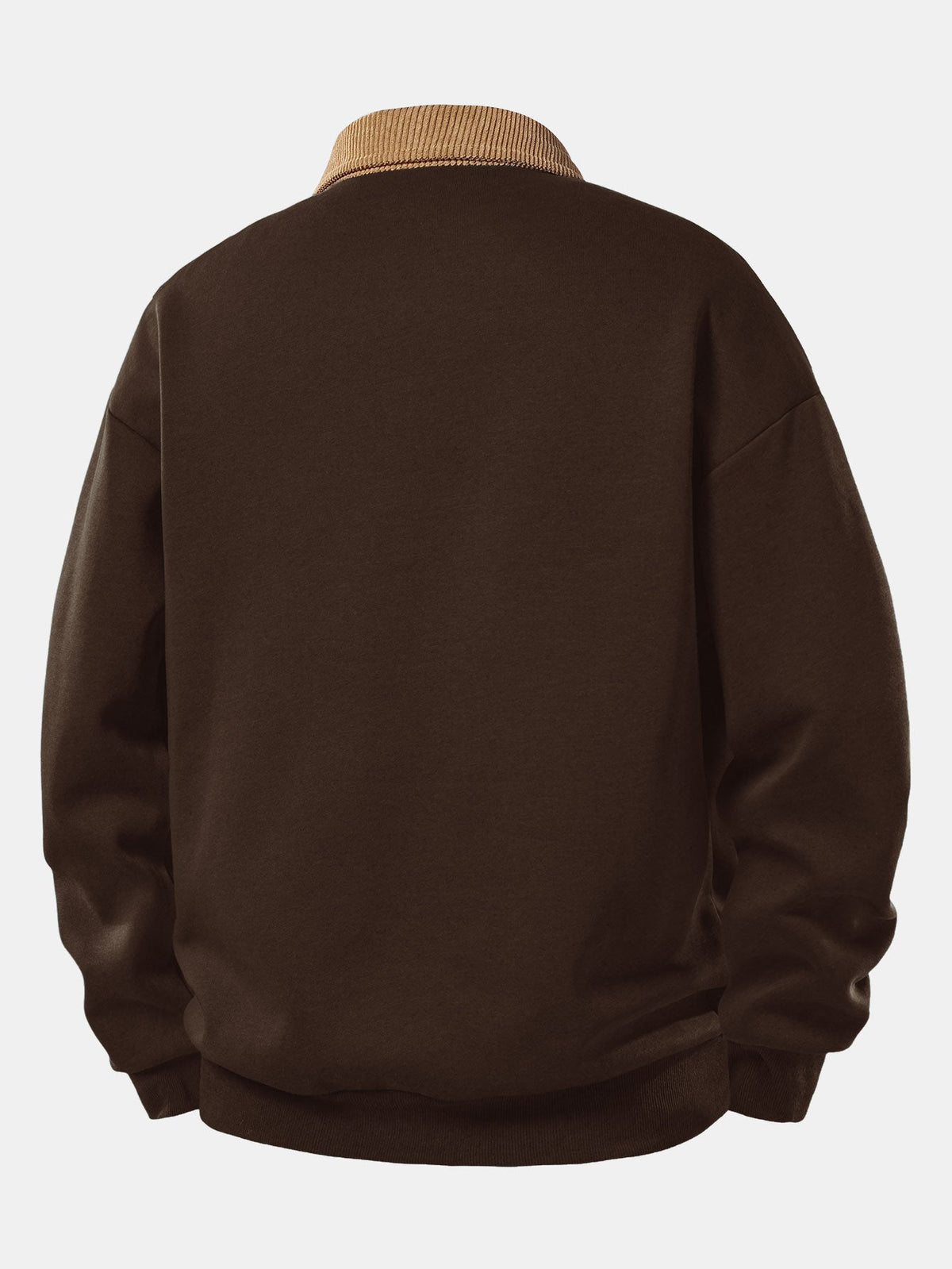 Sweat-shirt coupe décontractée pour homme à col polo en velours côtelé contrastant